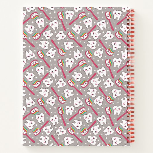 Füge Deinen Namen hinzu | Rainbow Teeth Pattern Notizblock (Rückseite)