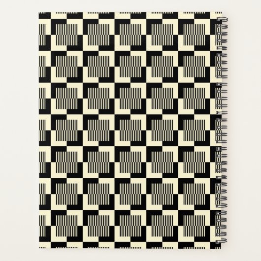 Füge Deinen Namen hinzu | Retro Black & Tan Muster Planer (Rückseite)