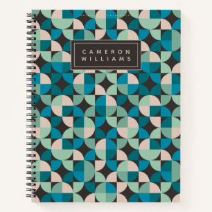 Füge Deinen Namen hinzu   Retro-Muster Vintag 60' Notizblock