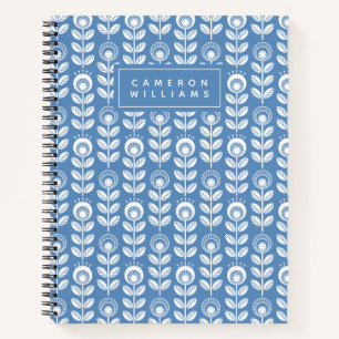 Füge Deinen Namen hinzu Retro Scandinavian Blue Notizblock