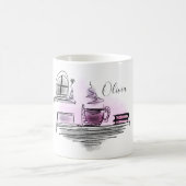 Füge Deinen Namen hinzu | Rosa und Lila Kaffeeseit Kaffeetasse (Mittel)