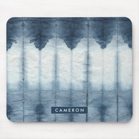 Füge Deinen Namen hinzu | Shibori Indigio Print Mousepad (Vorne)
