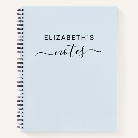 Füge Deinen Namen hinzu | Simple Pastel Blue Notizblock (Vorderseite)