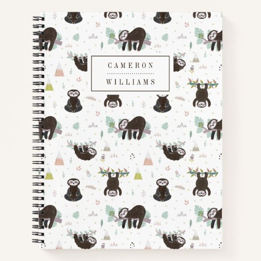Füge Deinen Namen hinzu | Sleepy Sweet Sloth Patte Notizblock (Vorderseite)