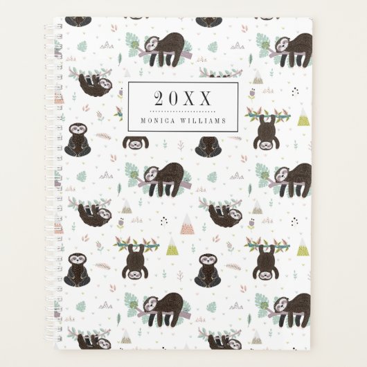Füge Deinen Namen hinzu | Sleepy Sweet Sloth Patte Planer (Vorderseite)