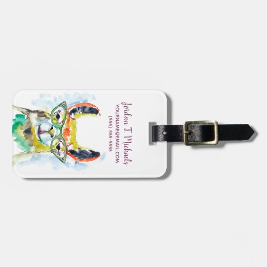 Füge Deinen Namen hinzu | Smarty Pants Llama Gepäckanhänger (Vorderseite horizontal)