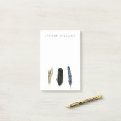 Füge Deinen Namen hinzu | Soft Feathers I Post-it Klebezettel (Auf Schreibtisch)