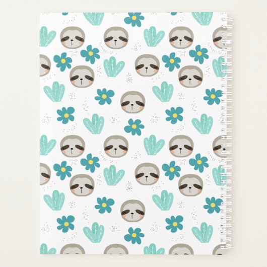 Füge Deinen Namen hinzu | Sweet Sloth Floral Patte Planer (Rückseite)