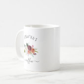 Füge Deinen Namen hinzu | Trendy Burgundy Boho Flo Kaffeetasse (Vorderseite Links)