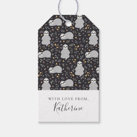 Füge Deinen Namen hinzu | Tropical Baby Sloth Patt Geschenkanhänger (Vorderseite)