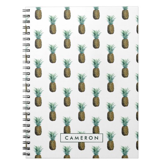 Füge Deinen Namen hinzu | Tropische Ananas Notizblock (Vorderseite)