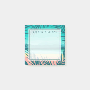 Füge Deinen Namen hinzu Tropische Strandlandscha Post-it Klebezettel