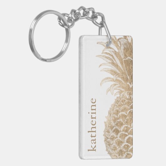 Füge Deinen Namen hinzu | Tropischer Pinneapfel Schlüsselanhänger (Vorderseite links)