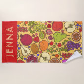 Füge Deinen Namen hinzu | Tropisches Obst Strandtuch (Vorderseite)