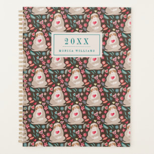 Füge Deinen Namen hinzu   Valentine Sloth Pattern Planer