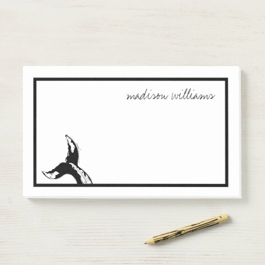 Füge Deinen Namen hinzu | Wal eines Schwanzes Post-it Klebezettel (Auf Schreibtisch)