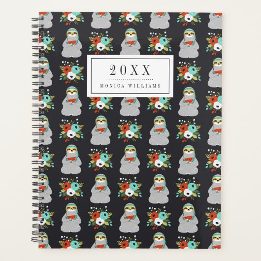 Füge Deinen Namen hinzu | Watermelon Sloth Pattern Planer (Vorderseite)