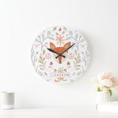Füge Deinen Namen hinzu | Whimsischer Waldfuchs Große Wanduhr (Zuhause)