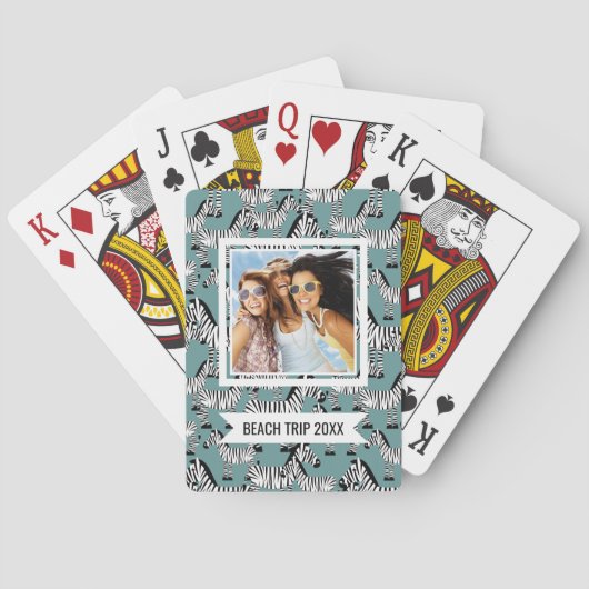 Füge Deinen Namen hinzu | Zebra Muster Spielkarten (Rückseite)