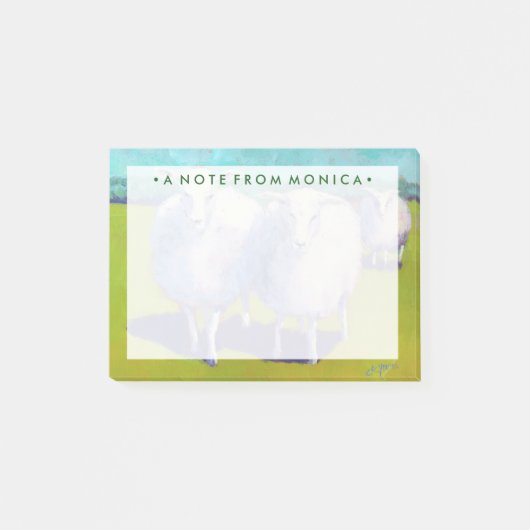 Füge Deinen Namen hinzu | Zwei Schafe vor Ort Post-it Klebezettel (Vorderseite)
