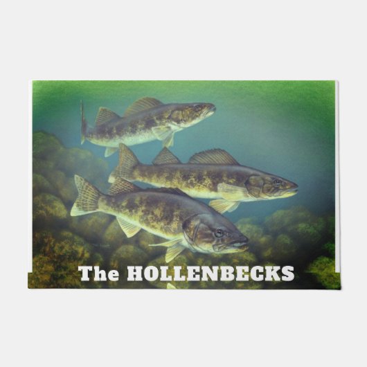 Fuge Walleye Fisch Muster Türmchen Fußmatte (Vorderseite)