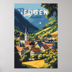 Fugen Österreich Illustration Reise Kunst Vintage Poster