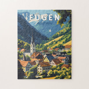 Fugen Österreich Illustration Reise Kunst Vintage Puzzle