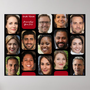 Fügen Sie 14 Fotos in klassischer Rot- und Schwarz Poster