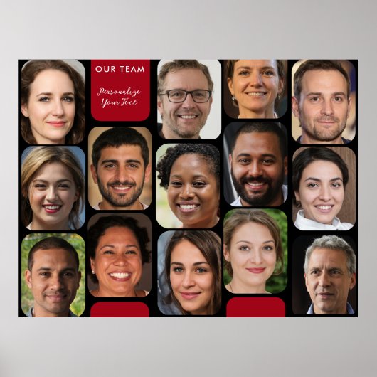 Fügen Sie 14 Fotos in klassischer Rot- und Schwarz Poster (Vorne)