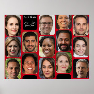 Fügen Sie 14 Fotos in klassischer Rot- und Schwarz Poster