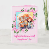 Fügen Sie 3 Fotos, Pink Beste Großmutter, Gedicht, Karte (Vorderseite)