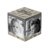 Fügen Sie 4 Bilder rustikal graues Foto Familie hi Würfel (Vorderseite Schrägansicht)