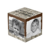 Fügen Sie 4 Bilder rustikal-graues Foto Würfel (Rückseite Schrägansicht)