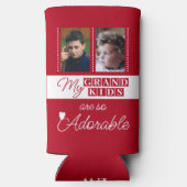 Fügen Sie 4 Fotos bewundernswerte Enkelkinder rot Selters Dosenkühler (Rückseite)