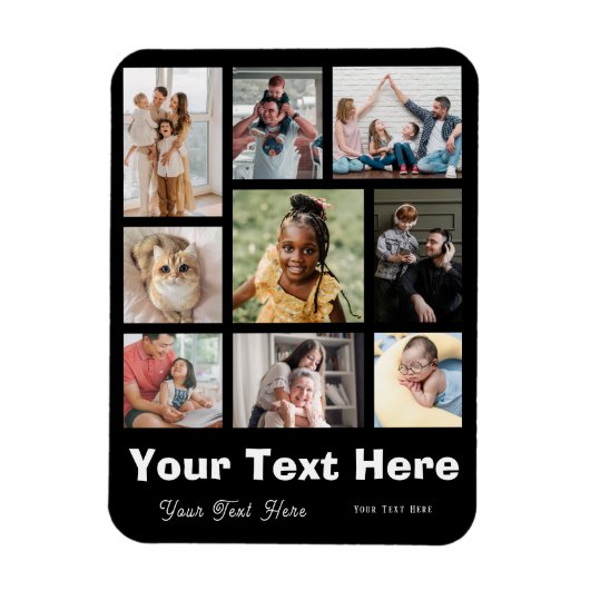Fügen Sie 9 Fotos und Ihre Lieblingsunterschrift h Magnet (Vertikal)
