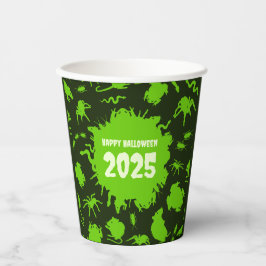 Fügen Sie das Jahr glücklich Halloween grüne graue Pappbecher