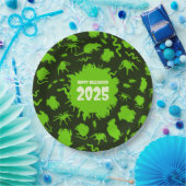 Fügen Sie das Jahr glücklich Halloween grüne graue Pappteller (Party)