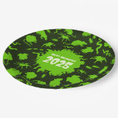 Fügen Sie das Jahr glücklich Halloween grüne graue Pappteller (Schrägansicht)