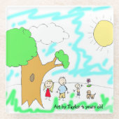 Fügen Sie dem ein Kinderwerk hinzu Glasuntersetzer (Vorderseite)