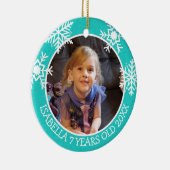 Fügen Sie dem Weihnachtsfest das Bild Ihres Kindes Keramik Ornament (Rechts)