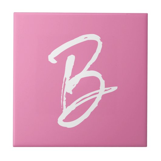 Fügen Sie den Buchstaben B, Monogramm, rosa Weiß h Fliese (Vorderseite)