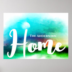 Fügen Sie den Namen der Familie Emerald Greenery W Poster