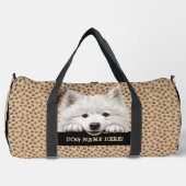 Fügen Sie den Namen des Hundes, Ihren Namen, Samoy Duffle Bag (Vorderseite)
