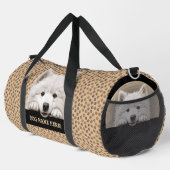 Fügen Sie den Namen des Hundes, Ihren Namen, Samoy Duffle Bag (Rechte Ecke)