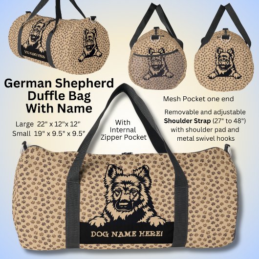 Fügen Sie den Namen des Hundes oder Ihren Namen hi Duffle Bag