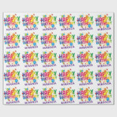 Fügen Sie den Namen farbenfrohe Balloons Happy Bir Geschenkpapier (Flach)