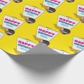 Fügen Sie den Namen Happy Birthday Funny Igel Cart Geschenkpapier (Ecke)