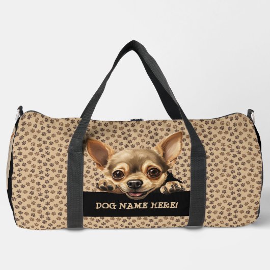 Fügen Sie den Namen Ihres Hundes hinzu, Chihuahua Duffle Bag (Vorderseite)