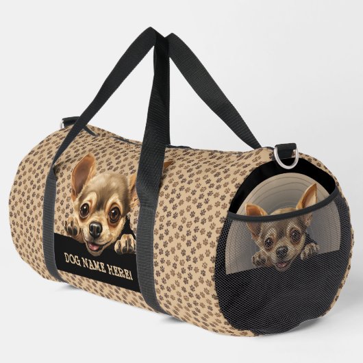 Fügen Sie den Namen Ihres Hundes hinzu, Chihuahua Duffle Bag (Rechte Ecke)
