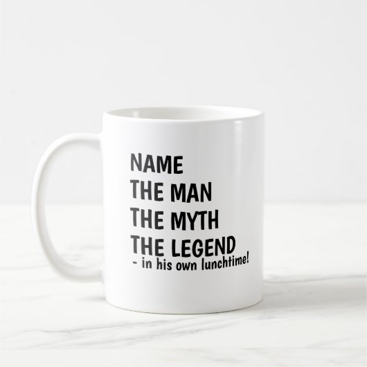 Fügen Sie den Namen MAN MYTH LEGEND in der eigenen Kaffeetasse (Links)